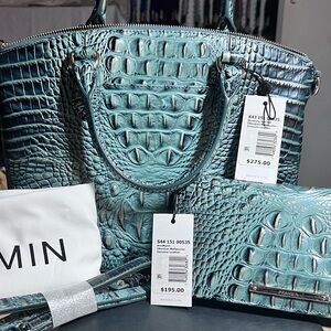 NWT Brahmin Duxbury Satchel Obsidian with matching wallet